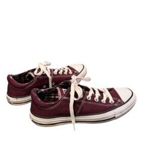 CONVERSE maroon and white low top tie sneakers Size 7.5 EUC